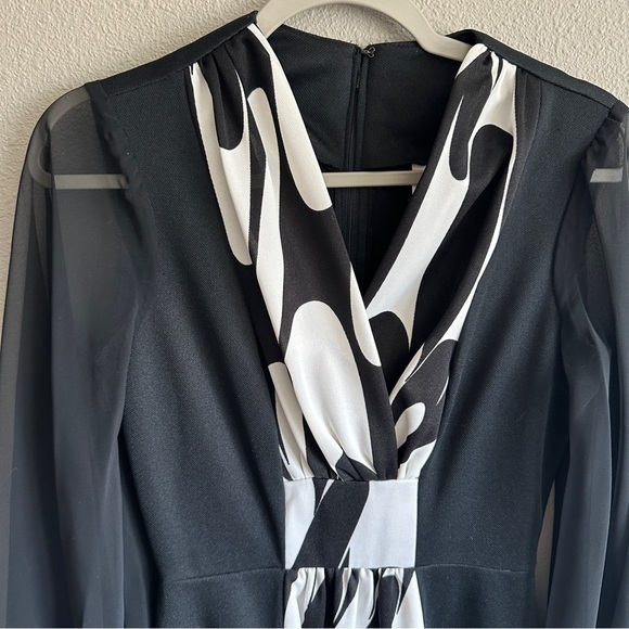 Vintage Montgomery Ward Retro Black and White Women's Maxi Dress - Picture 3 of 11